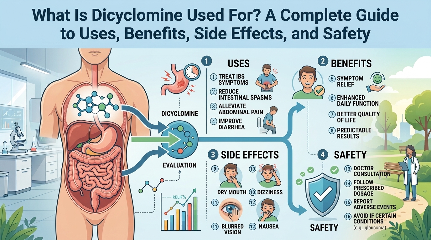 What Is Dicyclomine Used For? A Complete Guide to Uses, Benefits, Side Effects, and Safety